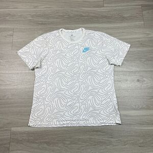 Nike Shirt Mens Extra Large White AOP Sportwear Swoosh Silm Fit